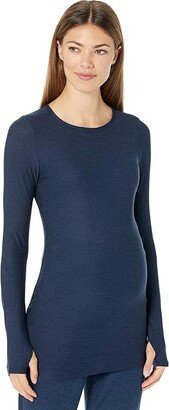 Lightweight Spacedye Maternity Classic Crew Pullover (Nocturnal Navy) Women's Clothing