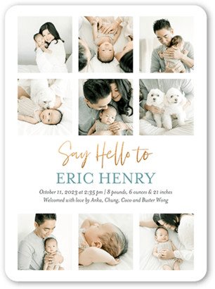 Birth Announcements: Hello Gallery Birth Announcement, White, 6X8, Matte, Signature Smooth Cardstock, Rounded