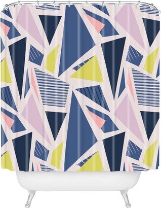 Mareike Boehmer Color Block Triangles Shower Curtain Blue