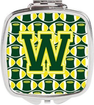 CJ1075-WSCM Letter W Football Green & Yellow Compact Mirror