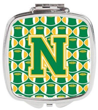 CJ1069-NSCM Letter N Football Green & Gold Compact Mirror