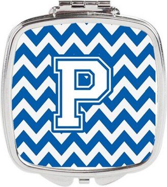 CJ1045-PSCM Letter P Chevron Blue & White Compact Mirror, 3 x 0.3 x 2.75 in.