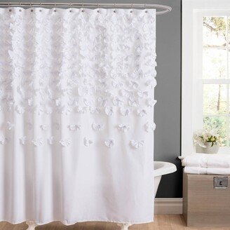 Lucia Scattered Flower Textured Shower Curtain