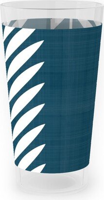 Outdoor Pint Glasses: Laurel Leaf Stripe Outdoor Pint Glass, Blue