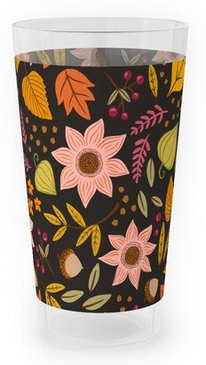Outdoor Pint Glasses: Autumn Floral - Dark Outdoor Pint Glass, Multicolor
