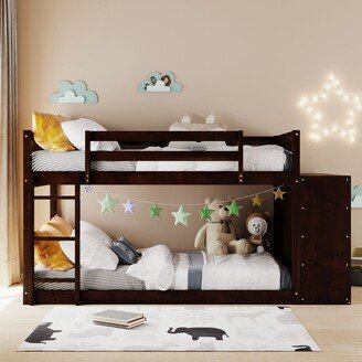 TiramisuBest Wood Twin over Twin Bunk Bed with Cabinet