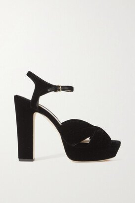 Heloise 120 Knotted Velvet Platform Sandals - Black