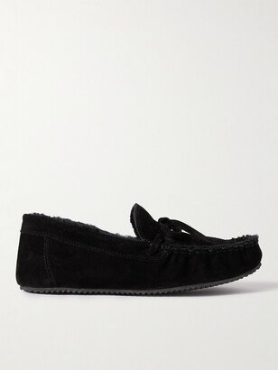 Shearling-Lined Suede Slippers