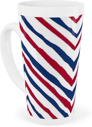 Mugs: Patriots Chevron Zig Zag - Navy, Red Tall Latte Mug, 17Oz, Multicolor