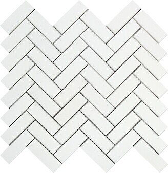 Thassos White Marble Honed 1 X 3 Herringbone Mosaic Tile