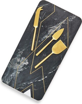 Gauri Kohli Ambrosia Marble Serving Board With Knives