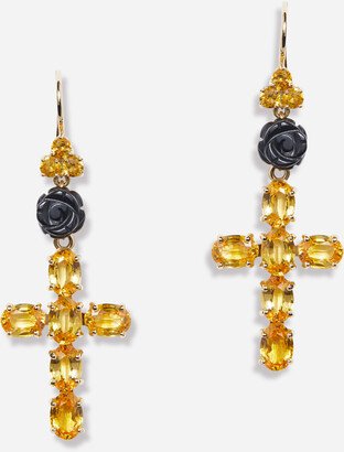 Family yellow gold earrings with yellow sapphires