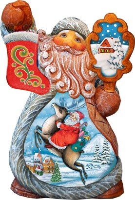 G.DeBrekht Mini Tale Scenic Santa On Reindeer Figurine