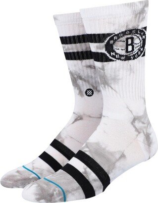 Men's Brooklyn Nets Tie-Dye Crew Socks - White, Gray