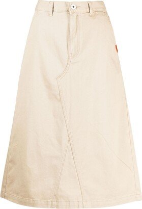 CHOCOOLATE Logo-Embroidered Cotton Midi Skirt