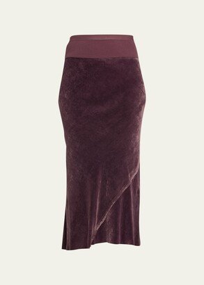 Velvet Bias Midi Asymmetric Skirt