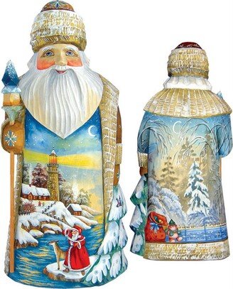 G.DeBrekht Woodcarved Winter Santa Figurine