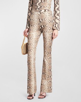 Python-Print Flared Jersey Pants