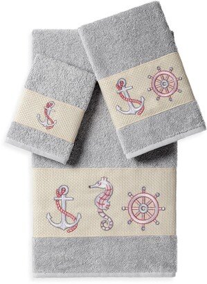 Easton 3-Piece Embellished Towel Set - Light Grey