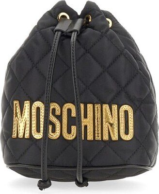 Logo Patch Quilted Bucket Bag