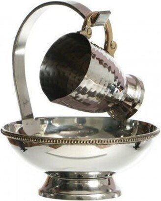 Netilat Yadayim Wash Cup & Matching Bowl, Set Nickel 100% Kosher Made in Israel. Judaica Gift, Wash Hand Ceremony. Mayim Achronim-AA