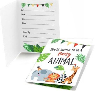 Big Dot of Happiness Jungle Party Animals - Fill In Safari Zoo Animal Birthday Party or Baby Shower Invitations (8 count)