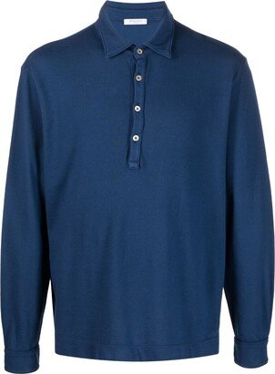 Long-Sleeve Cotton Polo Shirt-AA