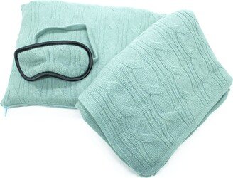 Cable Knit Travel Throw & Eye Mask Set-AH