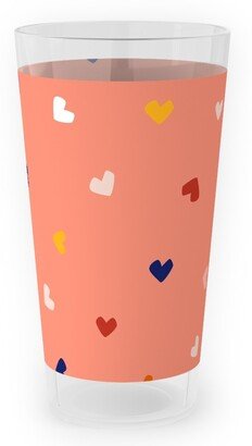 Outdoor Pint Glasses: Heart Sprinkles - Pink Outdoor Pint Glass, Pink