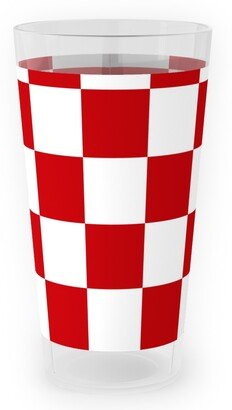 Outdoor Pint Glasses: Checkerboard - Red And White Outdoor Pint Glass, Red