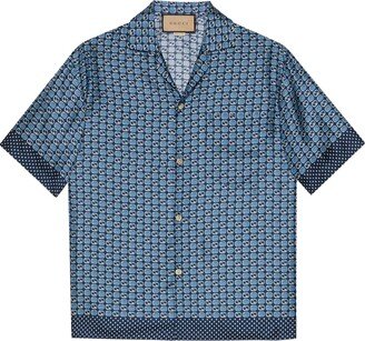 Geometric Interlocking G-print silk shirt