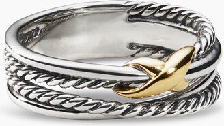 X Crossover Band Ring in Sterling Silver with 18K Yellow Gold Women's Size 8.5