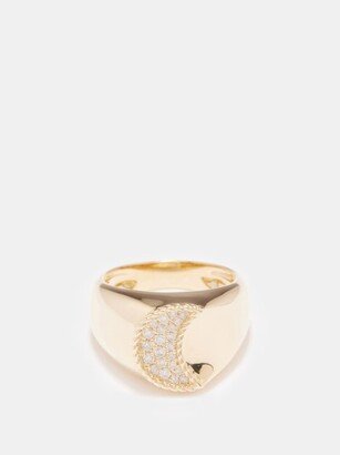 Crescent Moon Diamond & 9kt Gold Ring