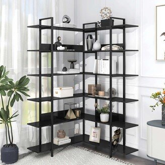 BEYONDHOME 74.8 Inch L-shape Bookshelf With 6-tier Shelves