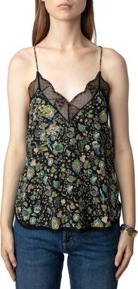 Christy Lace Trim Silk Camisole-AA