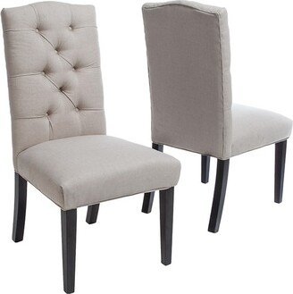 Set of 2 Berlin Tufted Fabric Dining Chair Natural