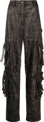 ANDREĀDAMO Mid-Rise Cargo Leather Pants