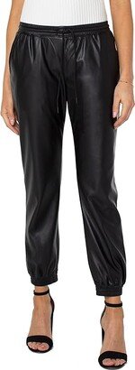 Pull-On Faux Leather Joggers (Black) Women's Casual Pants