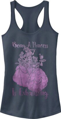 Juniors Womens Tangled Being a Princess is Exhausting Racerback Tank Top - Indigo - 2X Large