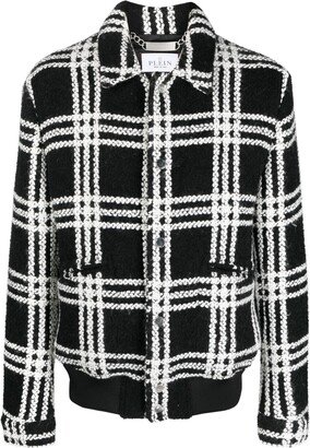 Plaid-Check Pattern Bomber Jacket