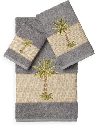 Colton 3-Piece Embellished Towel Set - Light Grey-AA