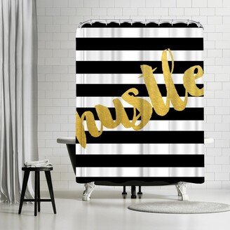 71 x 74 Shower Curtain, Hustle Gold Brush Script by Samantha Ranlet