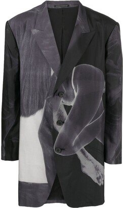 Graphic-Print Single-Breasted Blazer-AA