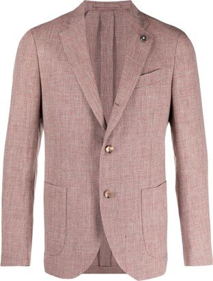 Notched-Lapel Single-Breasted Blazer-AA