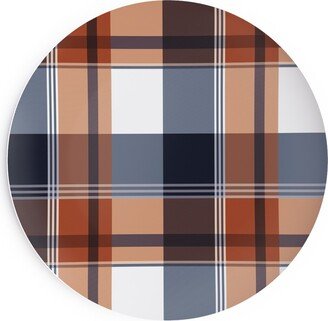 Salad Plates: Orange Plaid Salad Plate, Orange