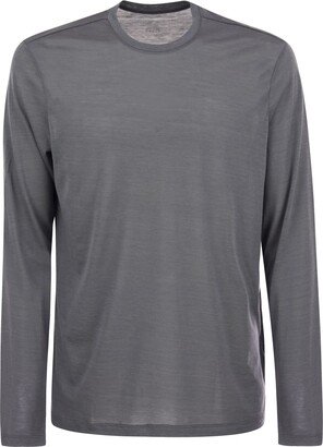 Crew-neck Long Sleeve Shirt In Silk And Cotton