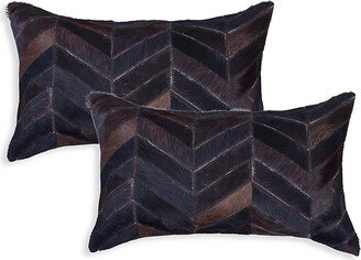 Natural 2-Pack Rectangular Chevron Cowhide Pillow Set