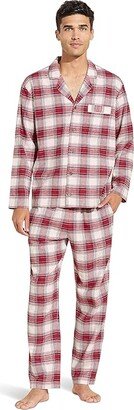 Flannel Long PJ Set (Tartan Plaid Haute Red Ivory) Men's Pajama Sets