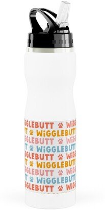 Photo Water Bottles: Wigglebutt - Multi Stainless Steel Water Bottle With Straw, 25Oz, With Straw, Multicolor