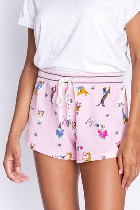 Woof If You Love Dogs Pj Shorts In Blush